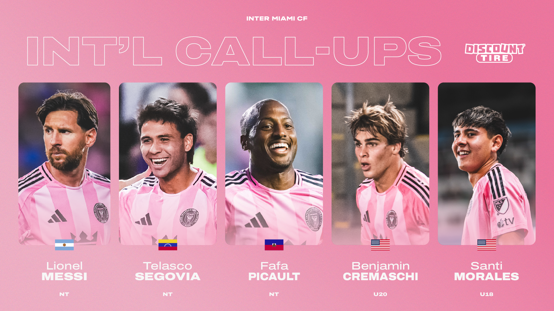 Llamado: cinco jugadores de Inter Miami CF para representar a su país en la próxima ventana de la FIFA