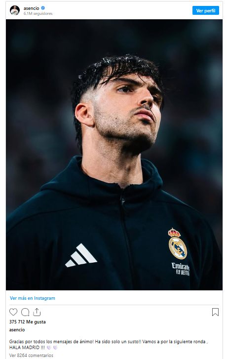 El mensaje de Asencio tras su hospitalización: 