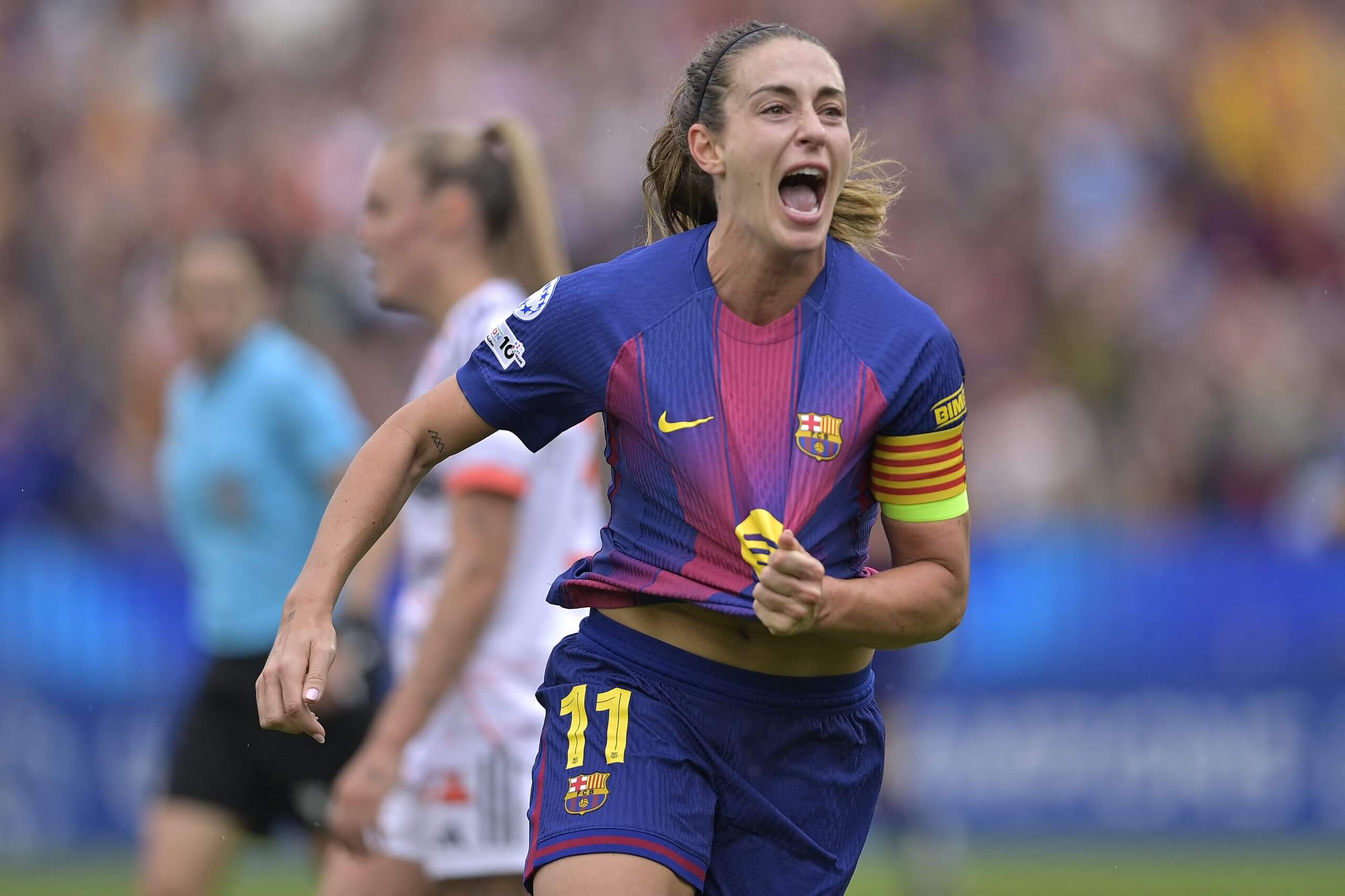 Putellas celebra el gol ante el Bayern de Múnich el 3 de mayo en el Camp Nou.
