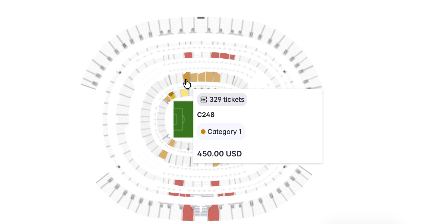 Plano de asientos para el Mundial en el estadio SoFi