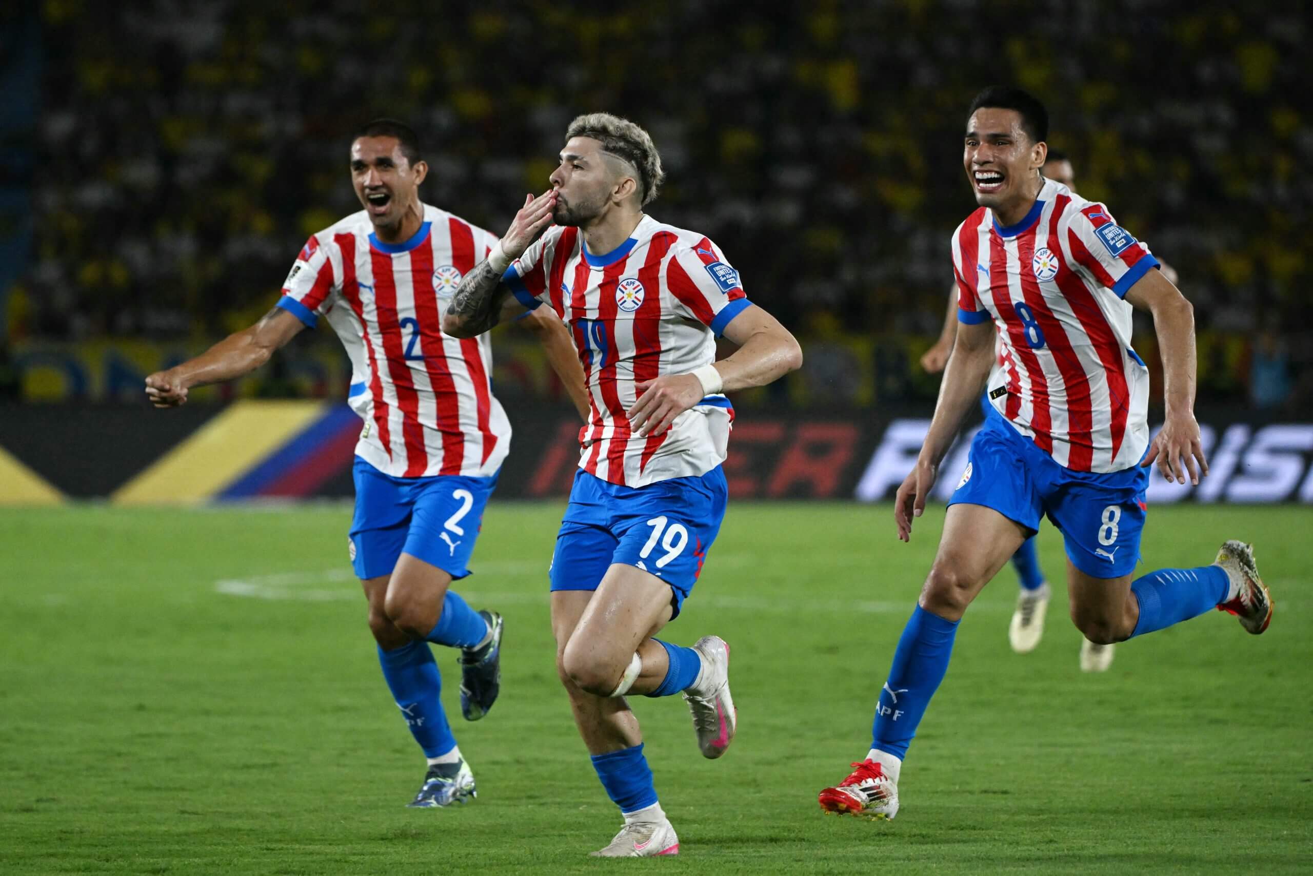 Paraguay's Julio Enciso celebrates a goal