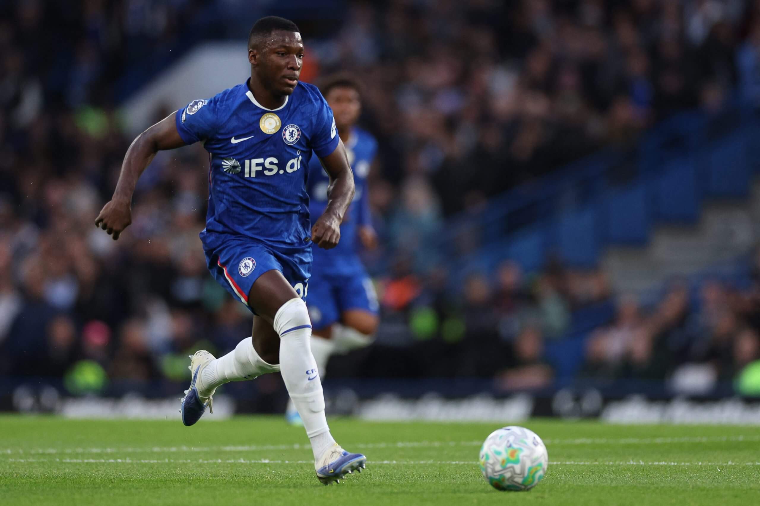 Moises Caicedo in full flight for Chelsea