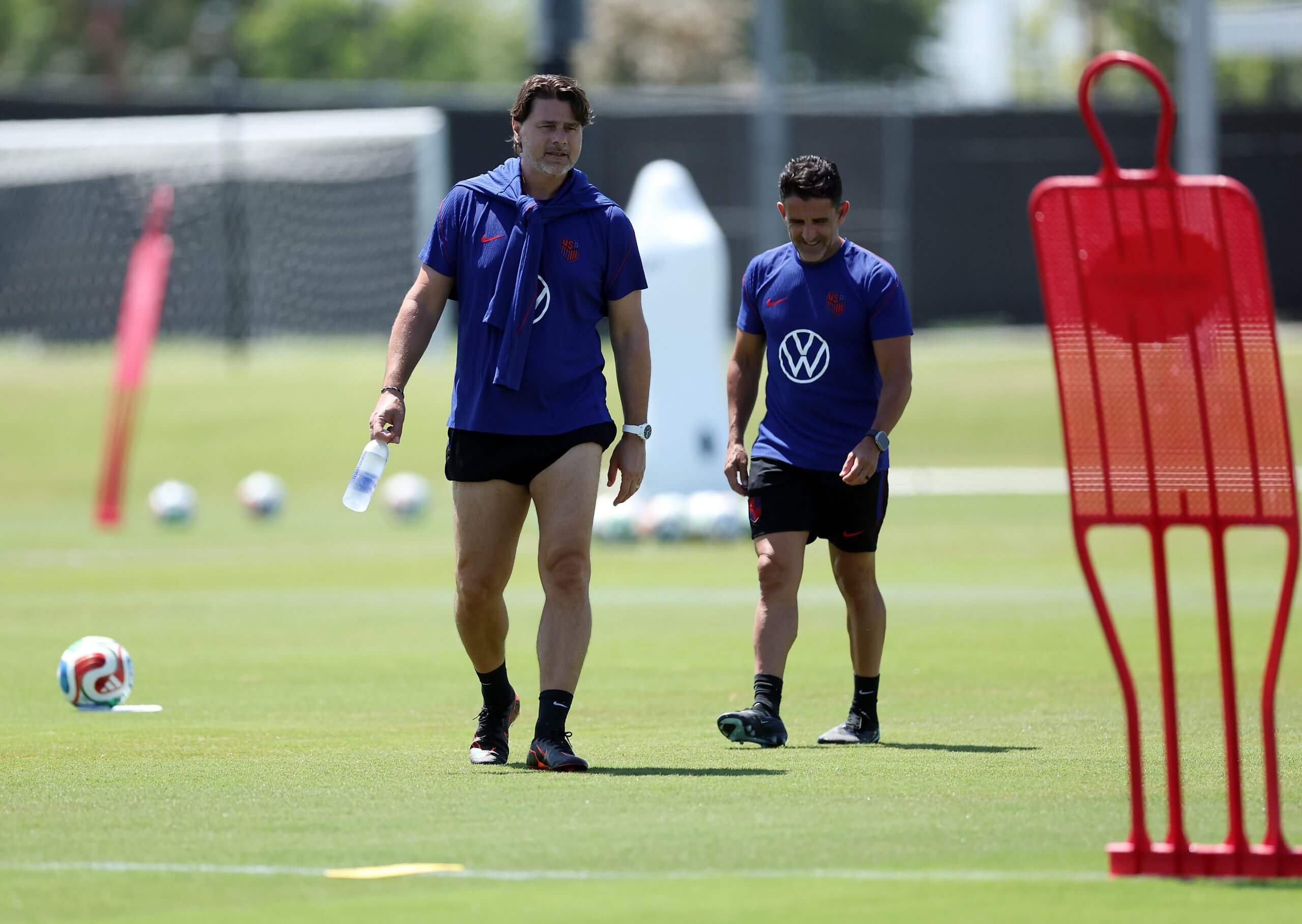 USMNT manager Mauricio Pochettino and assistant Jesus Perez at training