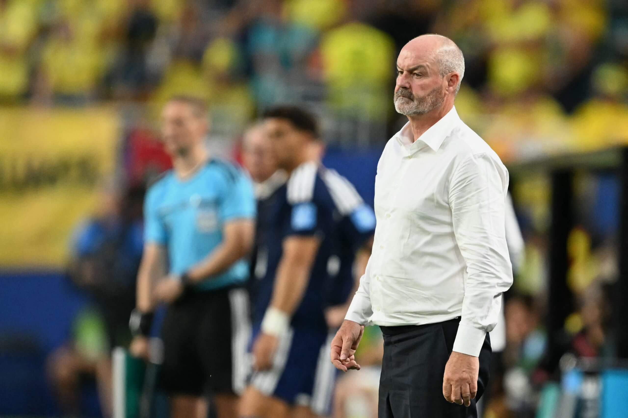 Scotland head coach Steve Clarke looks on during his team's defeat to Brazil