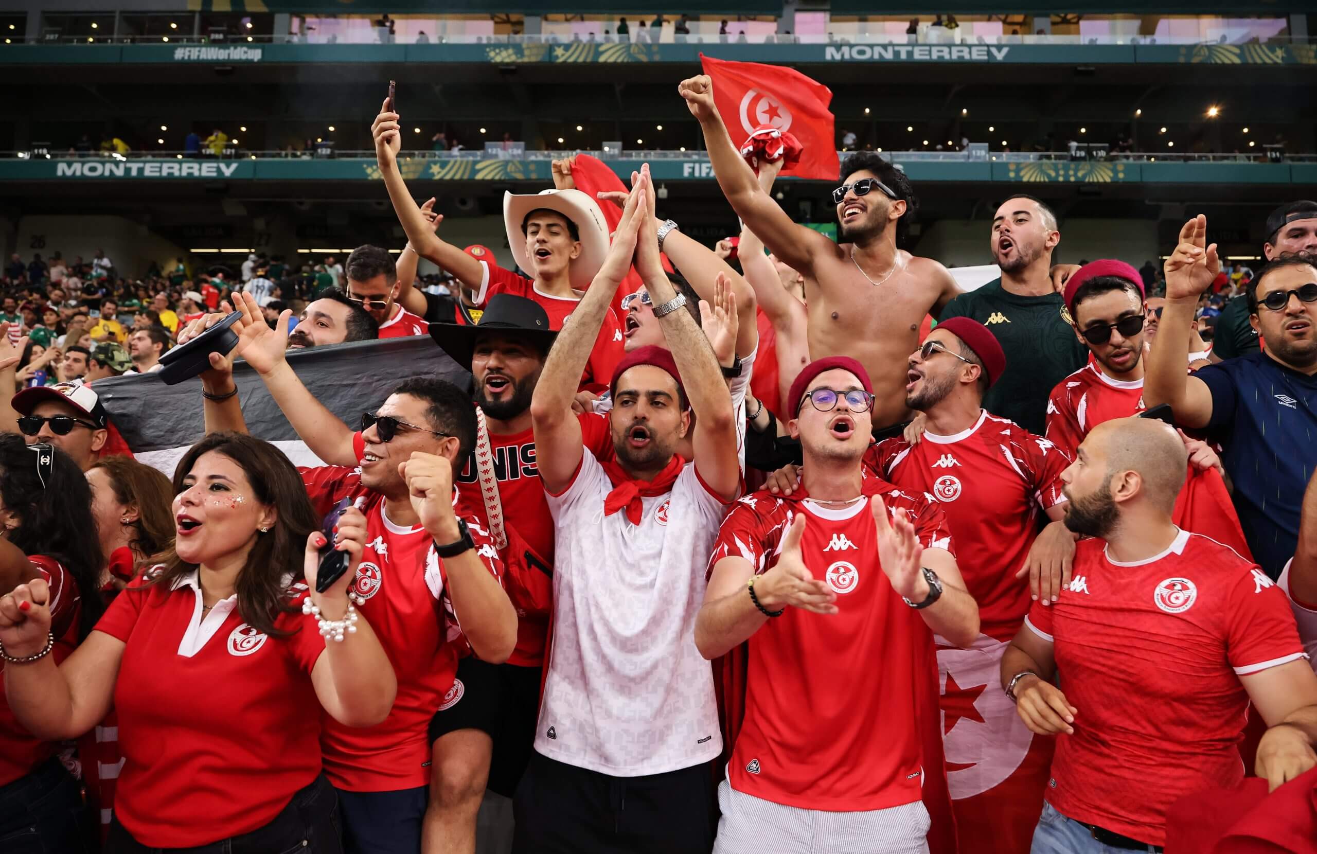 Tunisia fans pictured in the stands before their 5-1 loss to Sweden