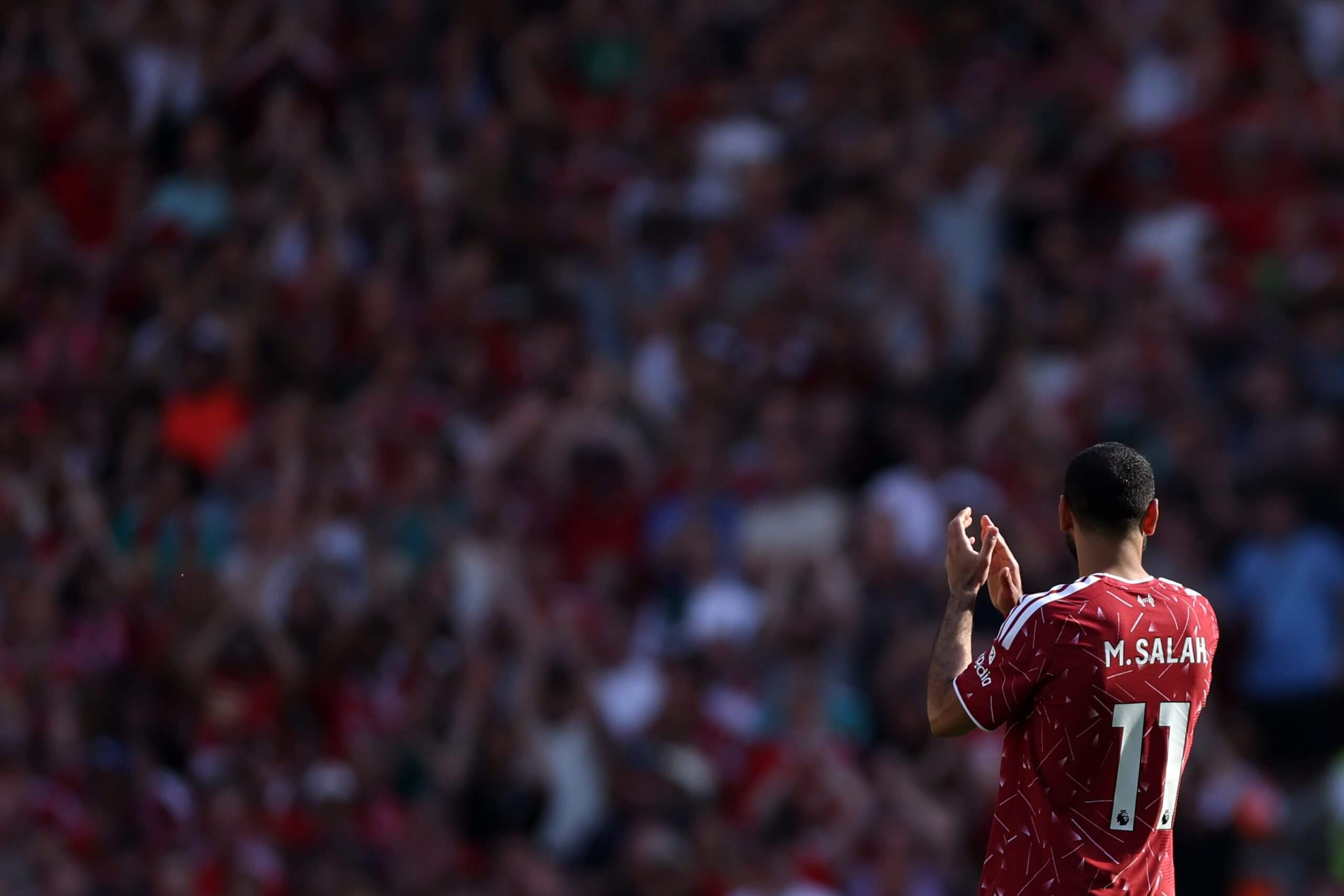 Mo Salah bids farewell to the Liverpool fans at Anfield on the season's final afternoon