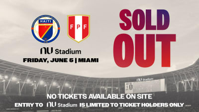 Las entradas para el primer partido internacional entre Haití y Perú en el Nu Stadium están agotadas y no hay entradas disponibles en el sitio web.