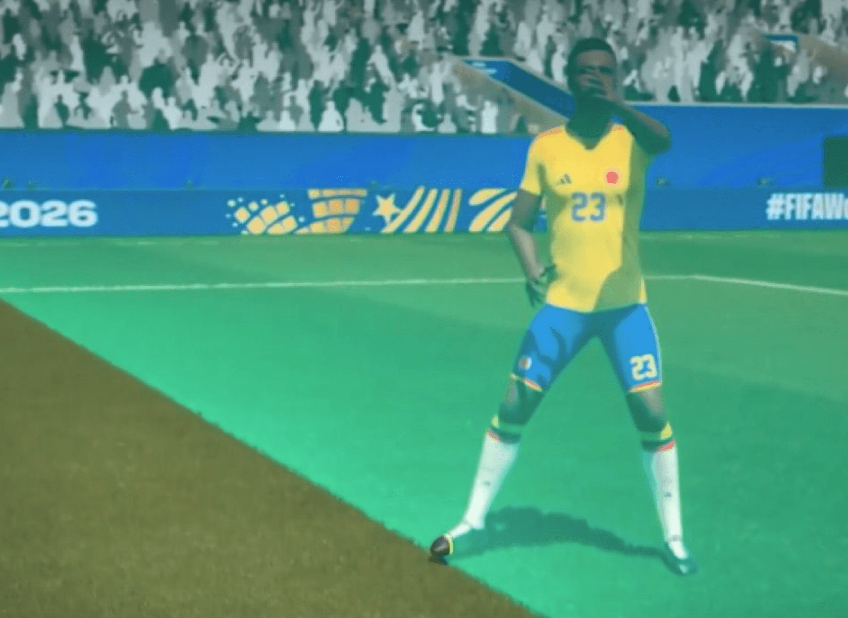 La captura de pantalla muestra una recreación digital de la situación cuando el colombiano Davinson Sánchez estaba en fuera de juego después de anotar contra Portugal.