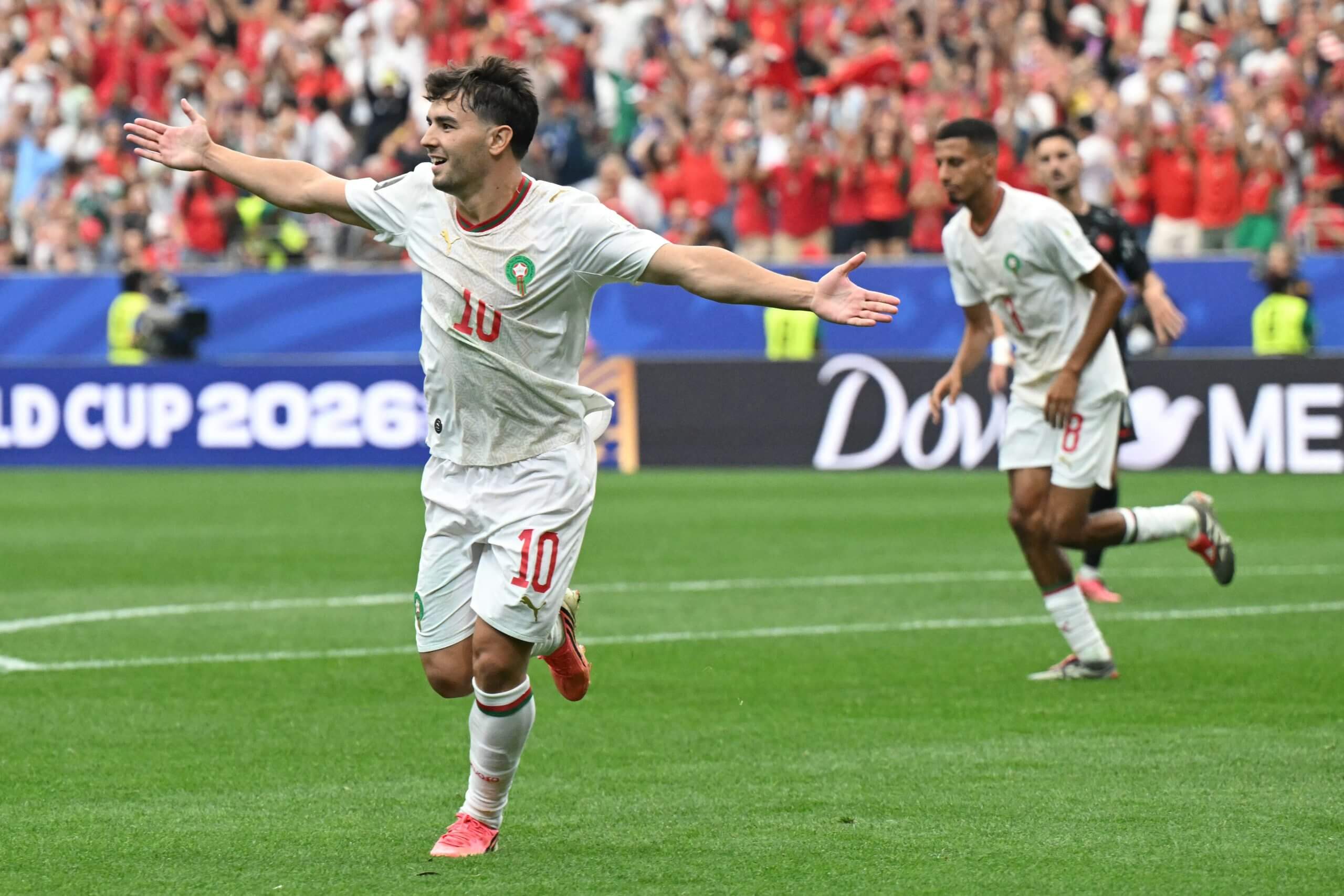 Brahim Diaz celebrates his team's second goal in Houston