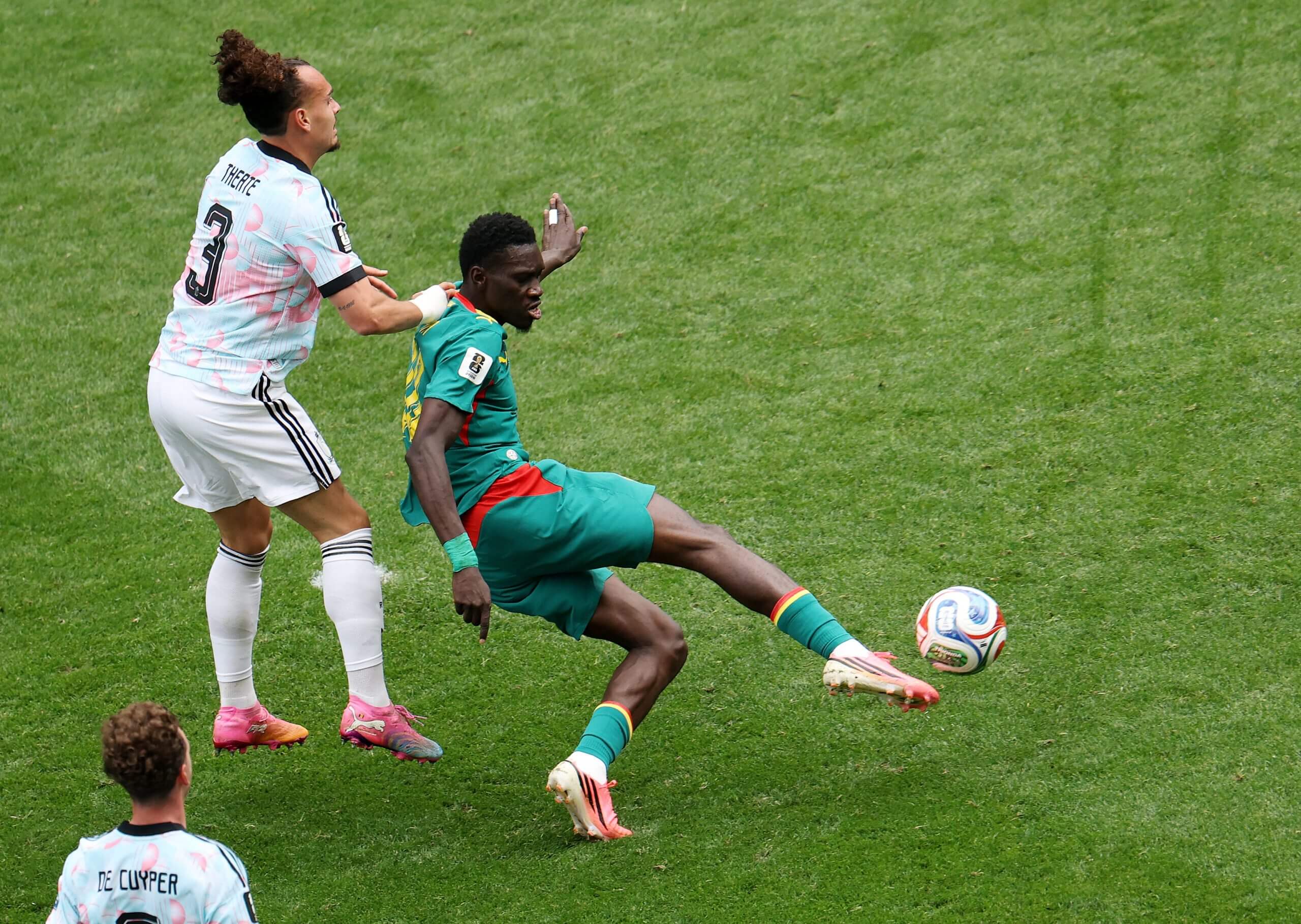 Ismaila Sarr thumps home his excellent goal against Belgium