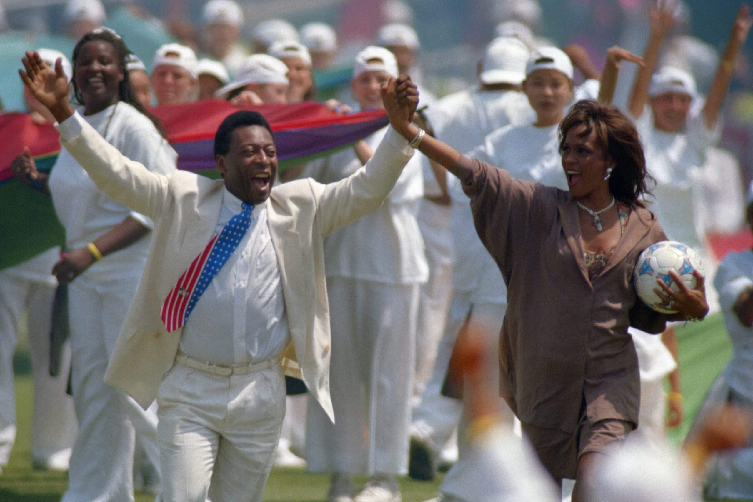Pele and Whitney Houston at the 1994 World Cup final