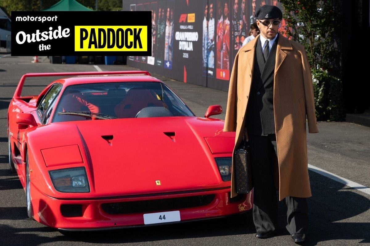 Lewis Hamilton muestra su traje personalizado en Monza tras sesión fotográfica con Ferrari F40